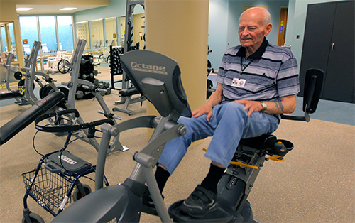 AFRH resident working out in on-campus gym