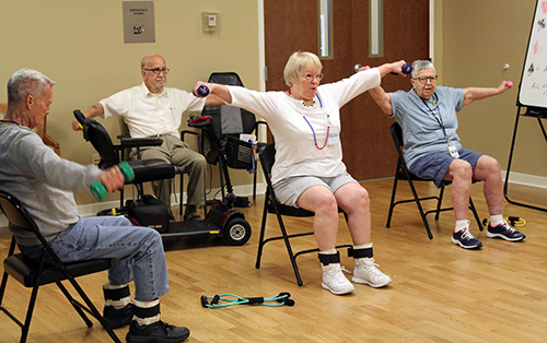 AFRH Gulfport residents working out in on-campus gym